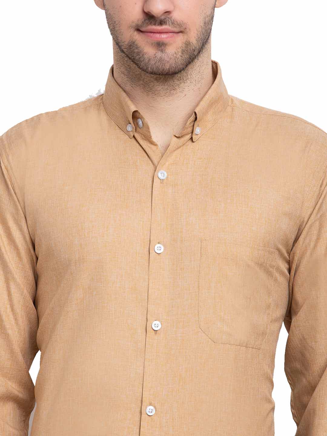 Jainish Beige Men's Button Down Collar Cotton Formal Shirt ( SF 785Beige )