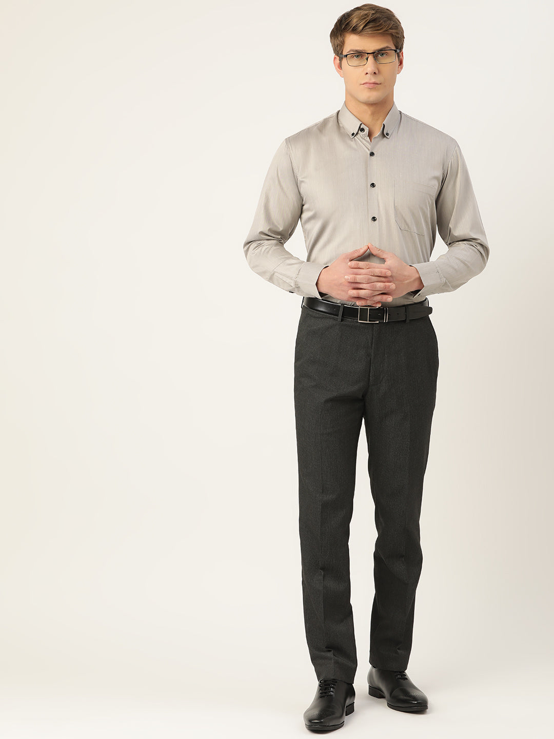 Jainish Men's Solid Formal Cotton Shirt ( SF 792Steel-Grey )