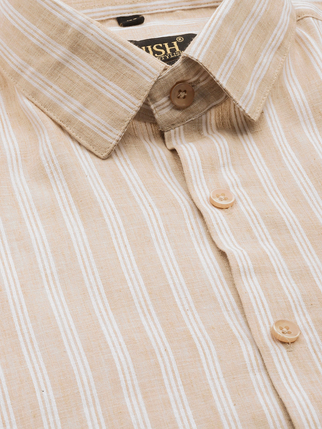 Jainish Men's Cotton Striped Formal Shirts ( SF 795Beige )