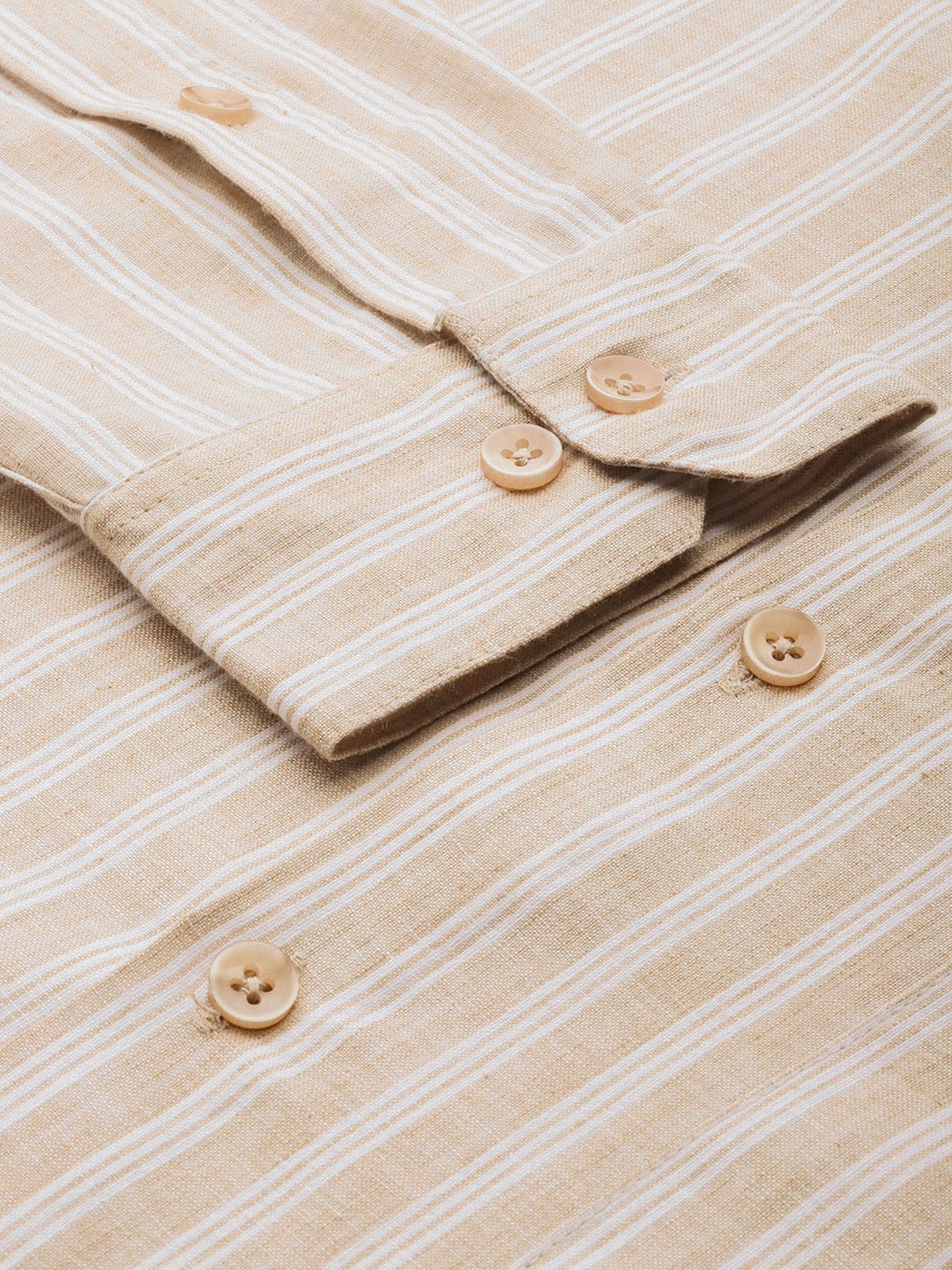 Jainish Men's Cotton Striped Formal Shirts ( SF 795Beige )