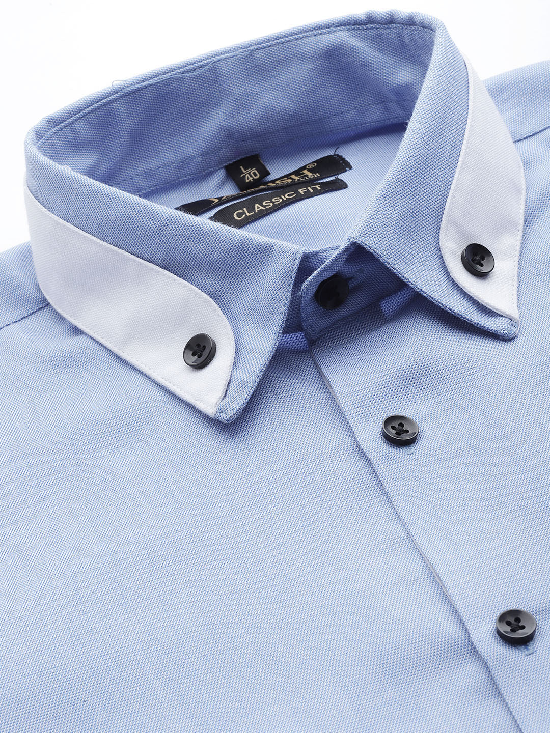 Jainish Men's Cotton Solid Formal Shirts ( SF 796Blue )