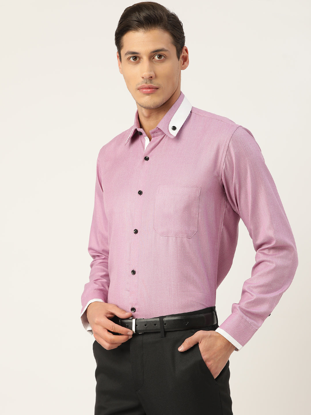 Jainish Men's Cotton Solid Formal Shirts ( SF 796Purple )