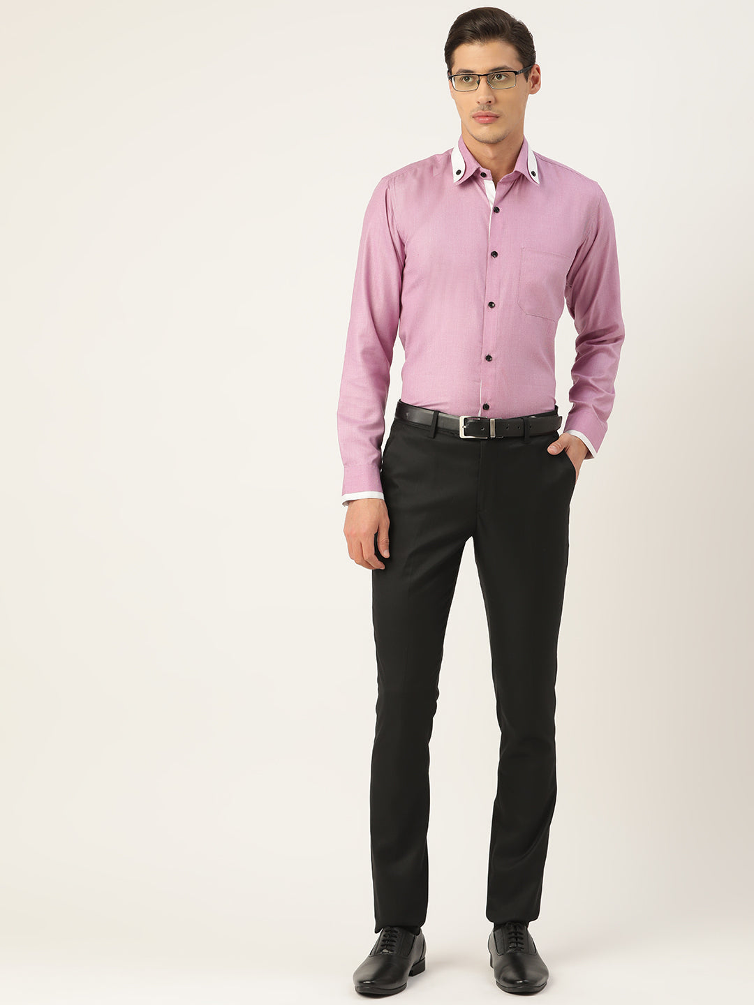 Jainish Men's Cotton Solid Formal Shirts ( SF 796Purple )