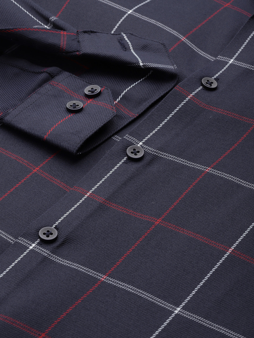 Jainish Men's Cotton Checked Formal Shirts ( SF 797Navy )