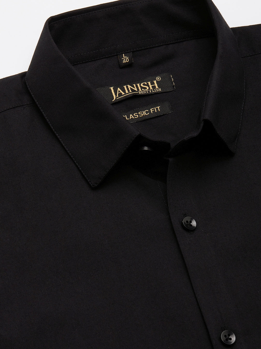 Jainish Men's Cotton Printed Formal Shirts ( SF 806Black )