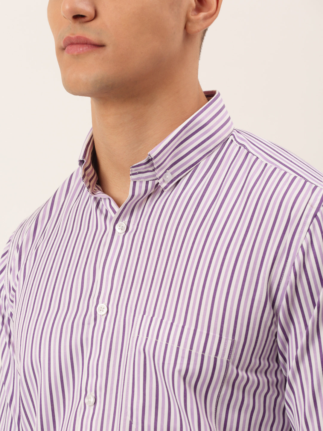 Jainish Men's Cotton Checked Button Down Collar Formal Shirts ( SF 809Purple )
