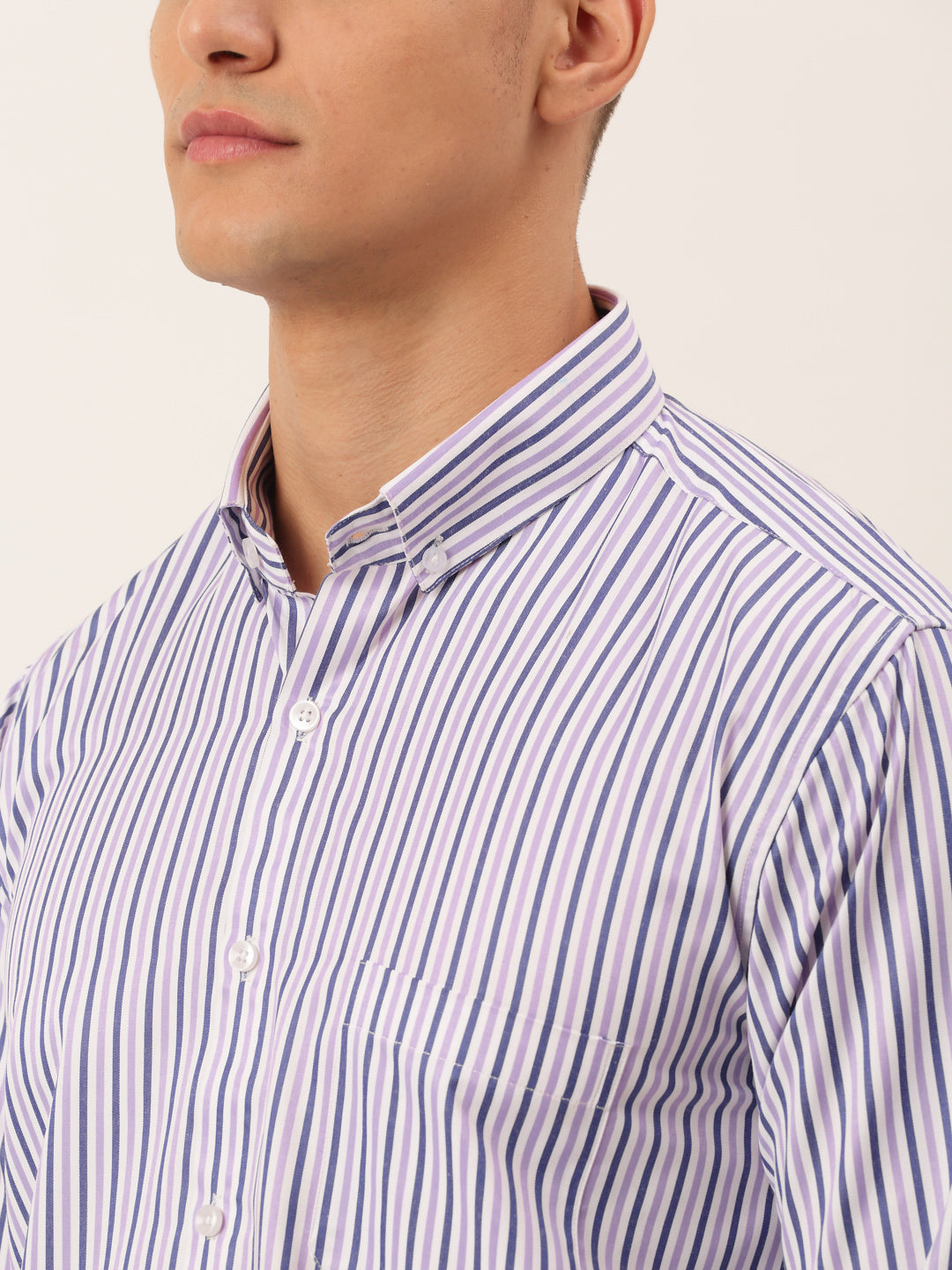 Jainish Men's Cotton Checked Button Down Collar Formal Shirts ( SF 809Voilet )