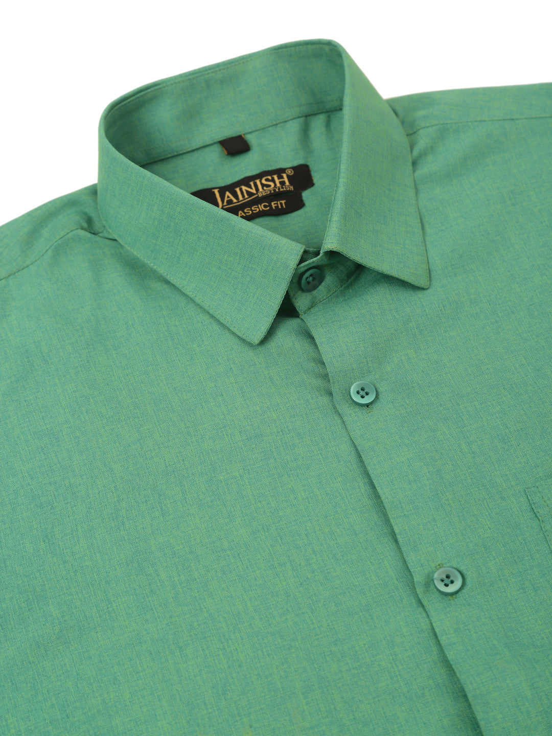 Jainish Men's Cotton Solid Half Sleeve Formal Shirts ( SF 811Green ) 