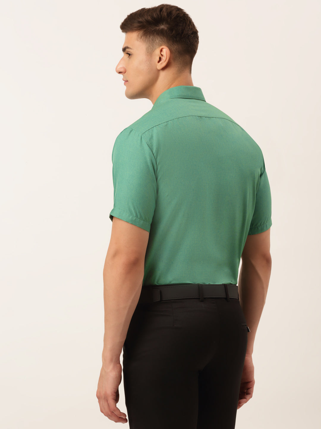 Jainish Men's Cotton Solid Half Sleeve Formal Shirts ( SF 811Green ) 