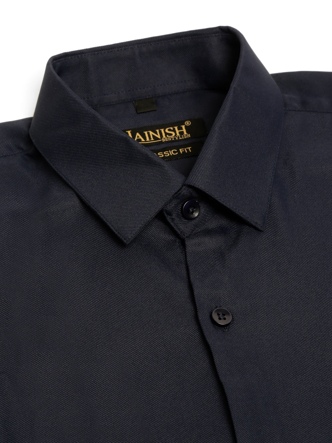 Jainish Men's Cotton Solid Formal Shirt - Navy Blue