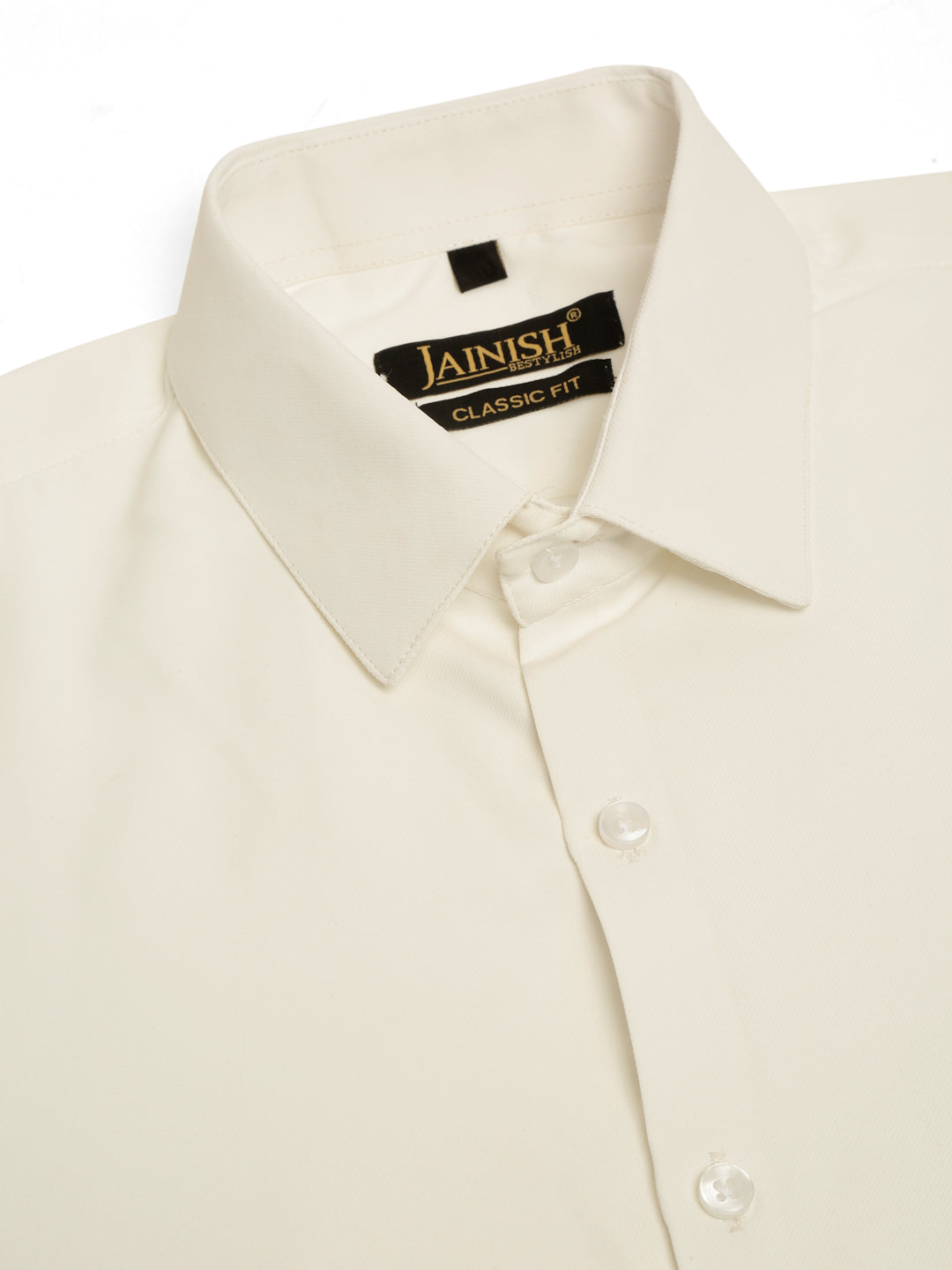 Jainish Men's Cotton Solid Formal Shirt - White
