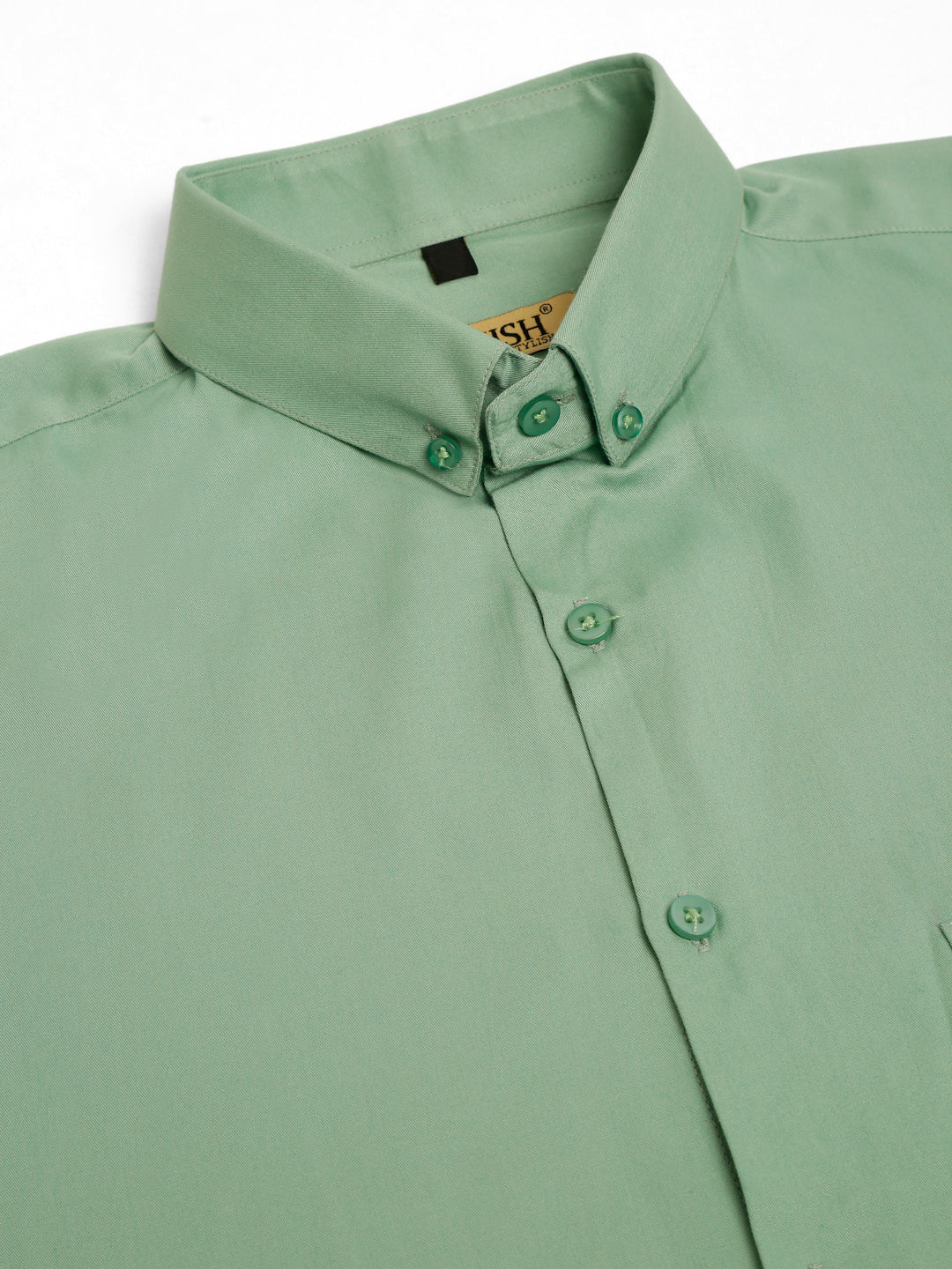 Jainish Men's Cotton Solid Formal Shirt - Pista