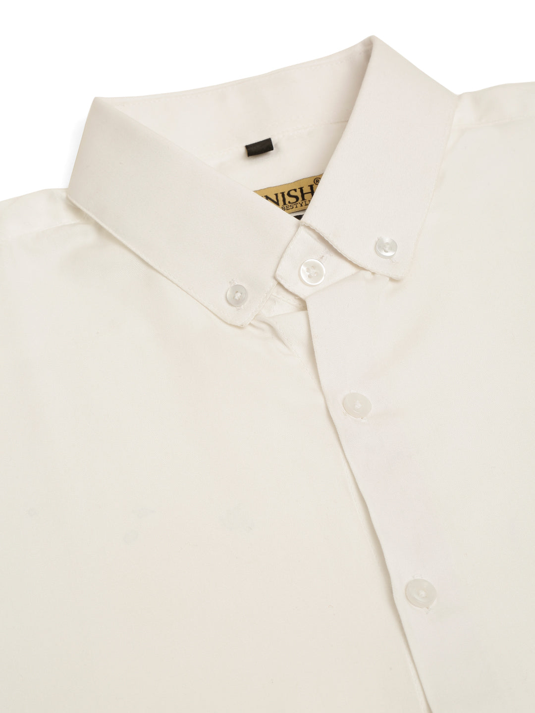 Jainish Men's Cotton Solid Formal Shirt - White