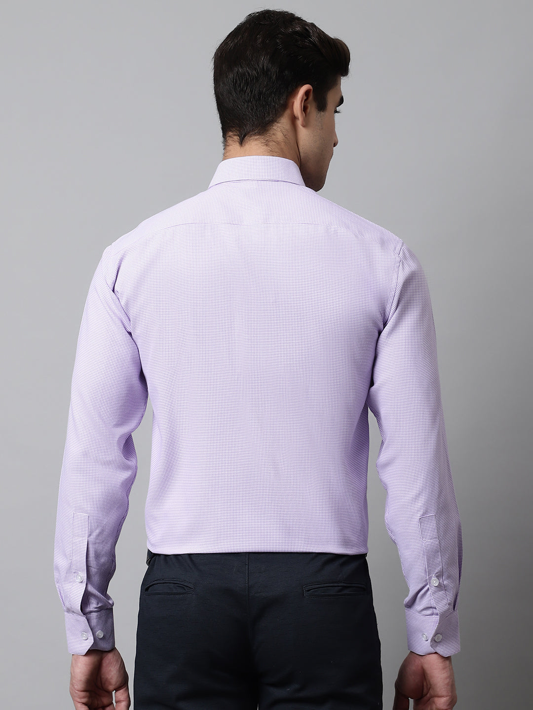 Jainish Men's Purple Checks Pure Cotton Formal Shirt