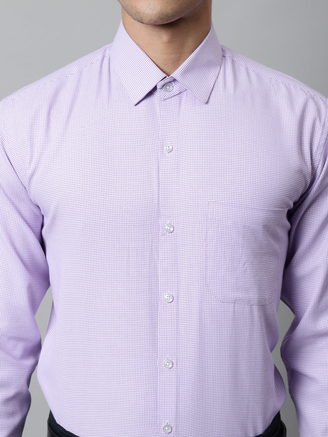 Jainish Men's Purple Checks Pure Cotton Formal Shirt