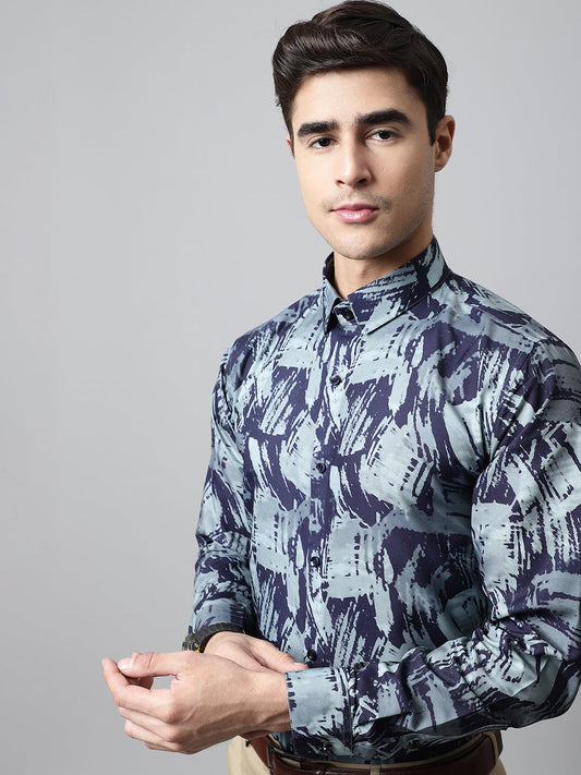 Jainish Men's Green Classic Printed Formal Shirt