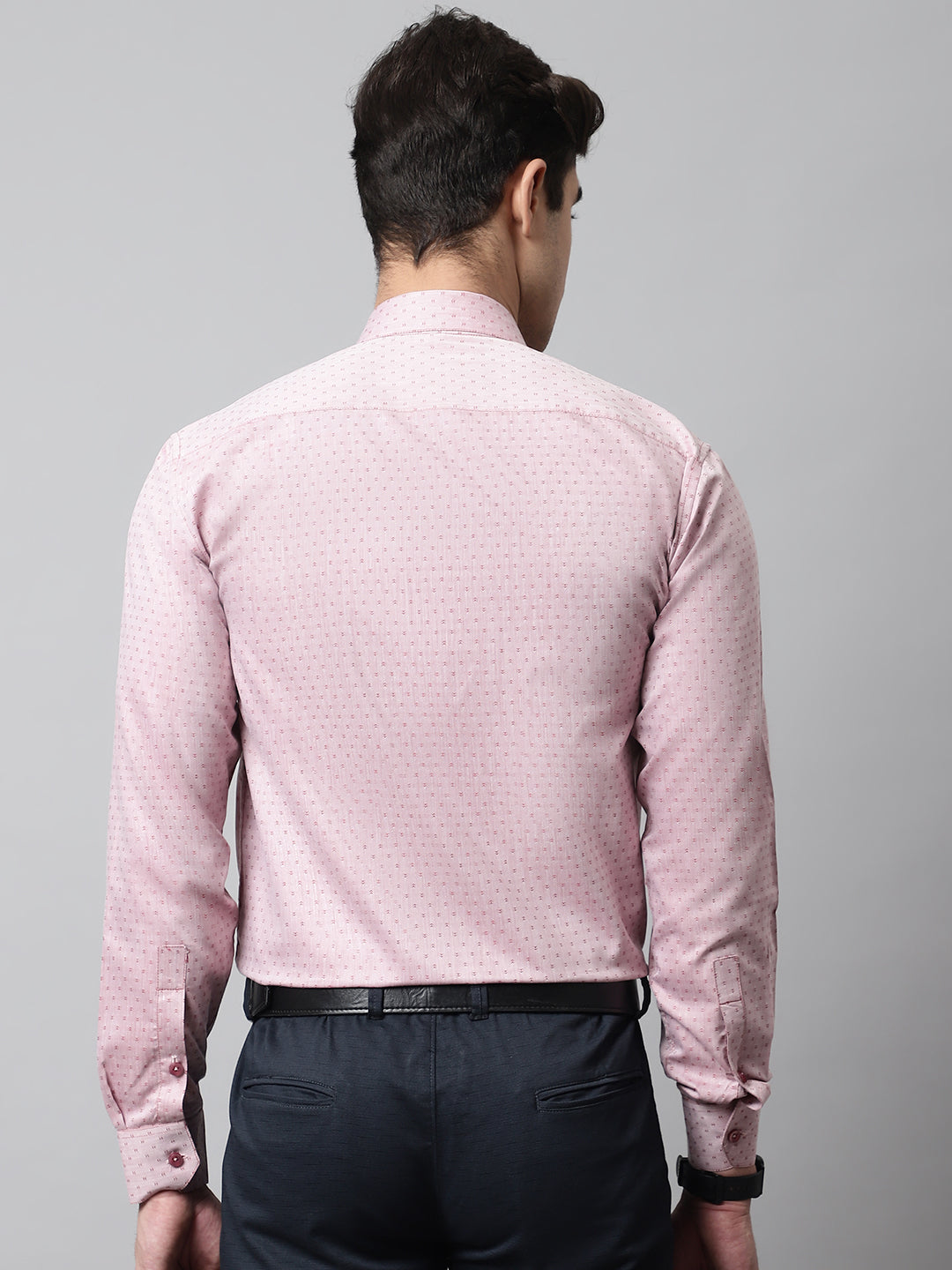 Jainish Men's Coral Red Micro Ditsy Printed Pure Cotton Formal Shirt