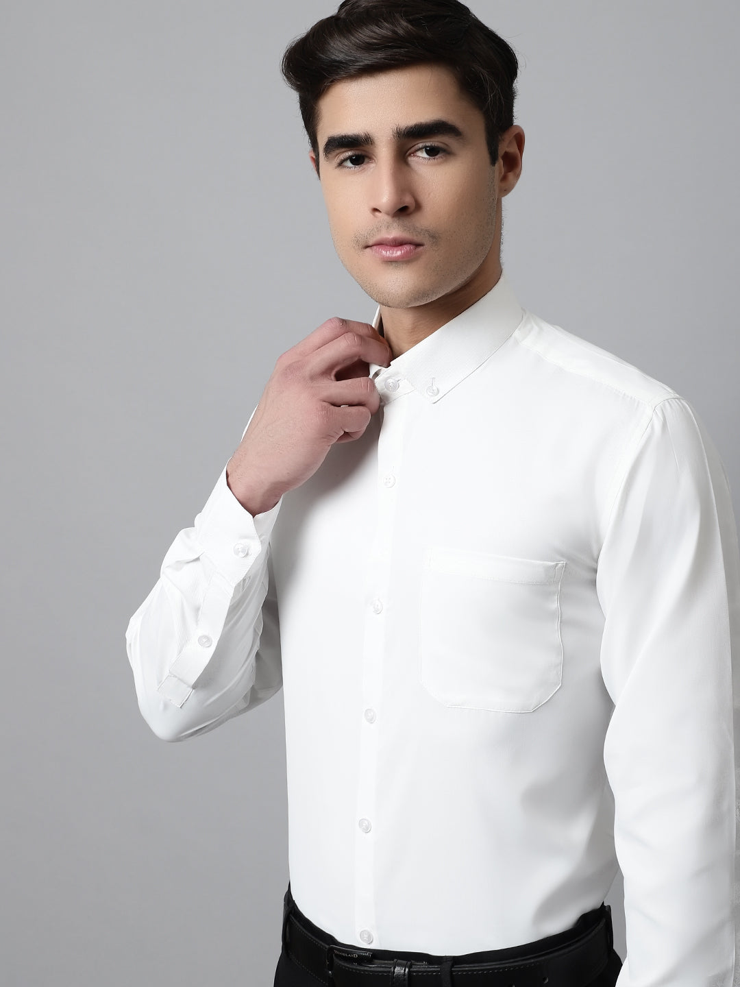 Jainish Men's White Classic Cotton Formal Shirt