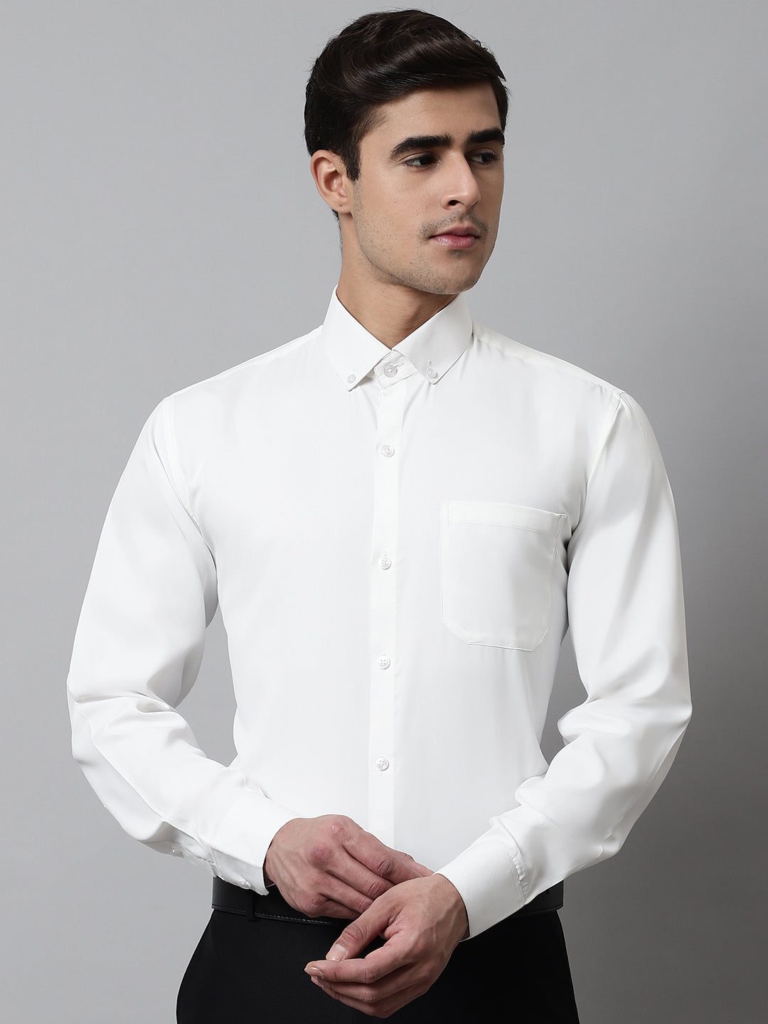 Jainish Men's White Classic Cotton Formal Shirt