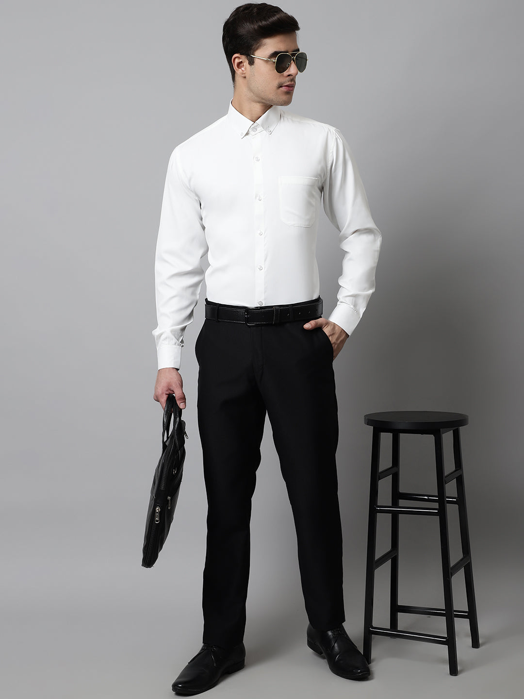 Jainish Men's White Classic Cotton Formal Shirt