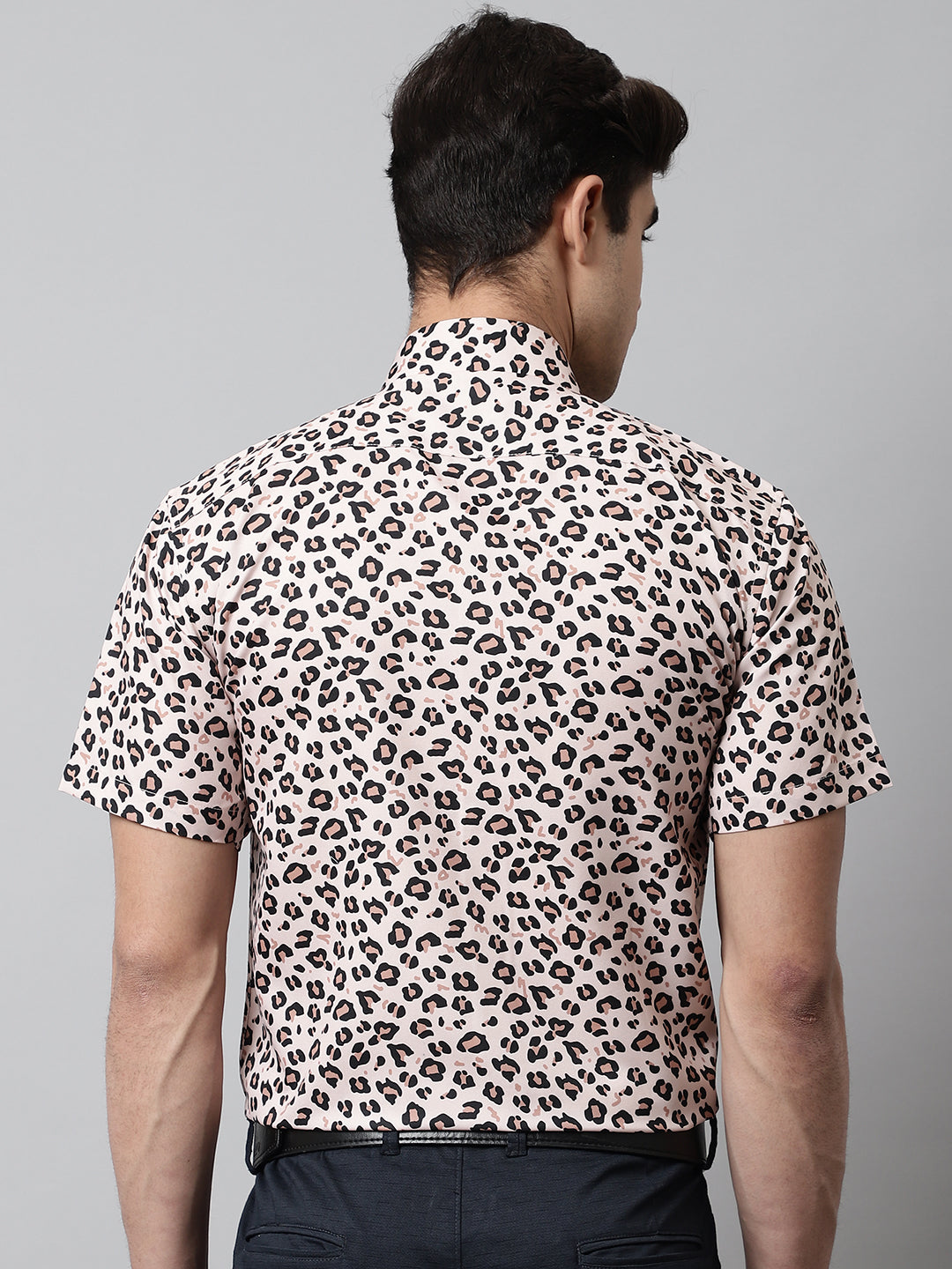 Jainish Men's Cream Classic Printed Formal Shirt - Cream