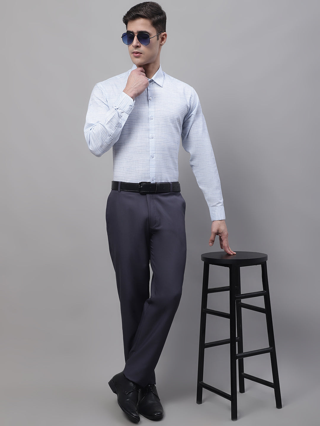 Jainish Men's Light-Grey Cotton Classic Formal Shirt