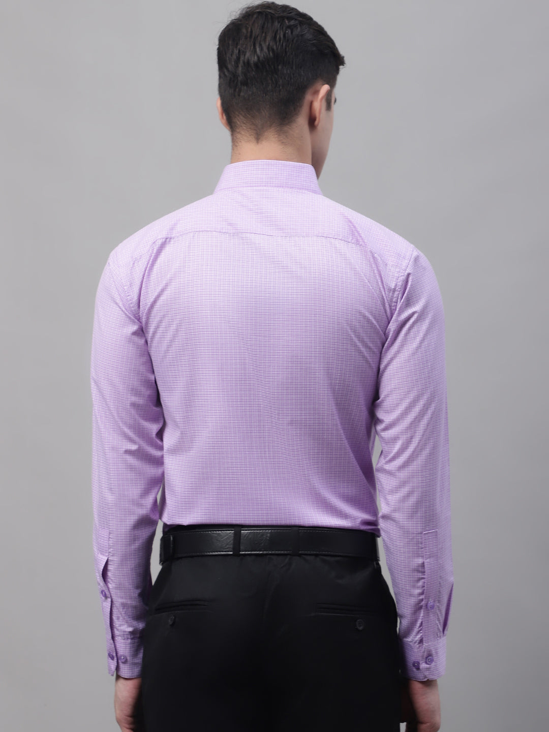 Jainish Men's Purple Micro Checked Formal Shirt