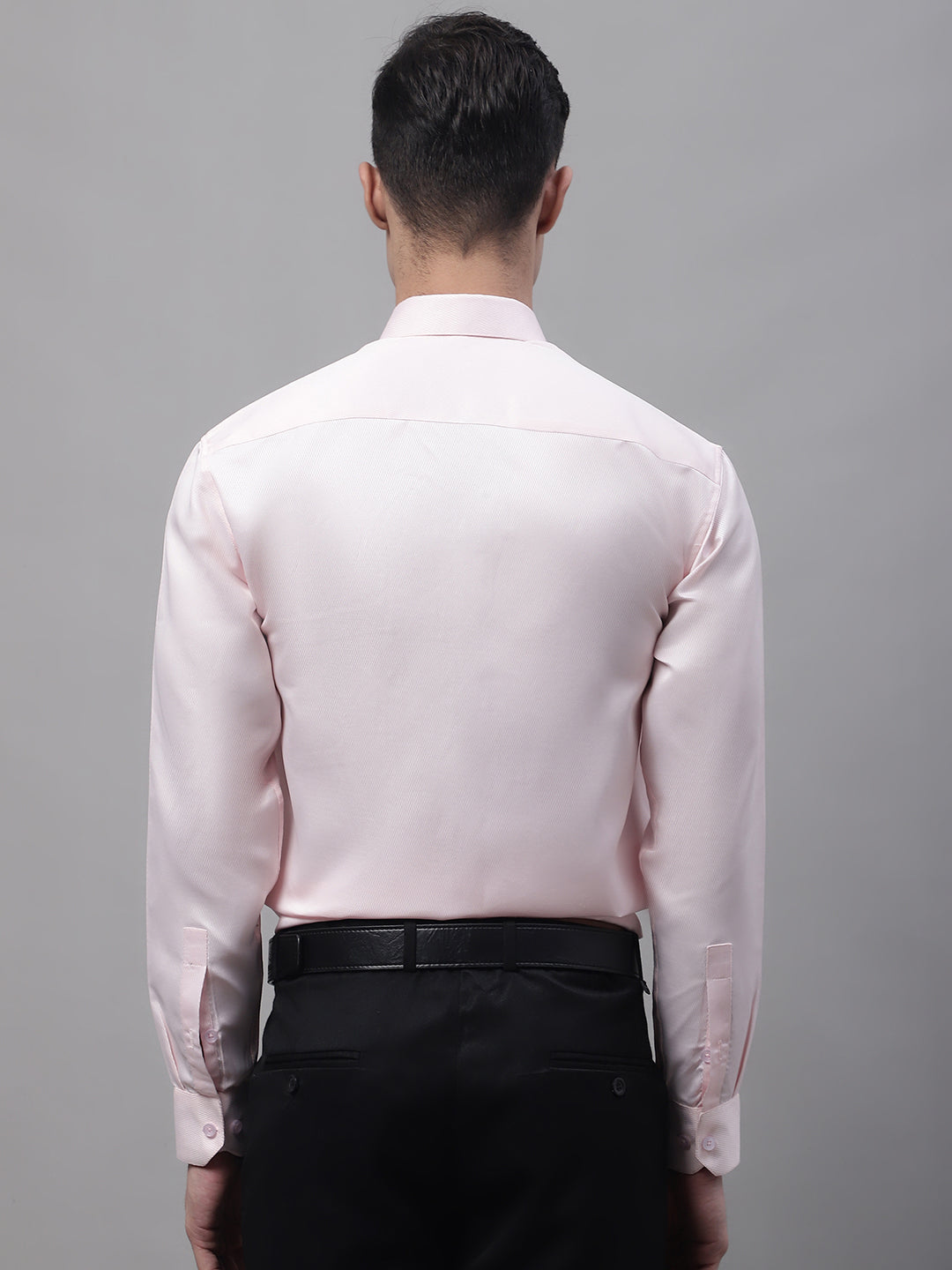 Jainish Men's Pink Dobby Textured Formal Shirt