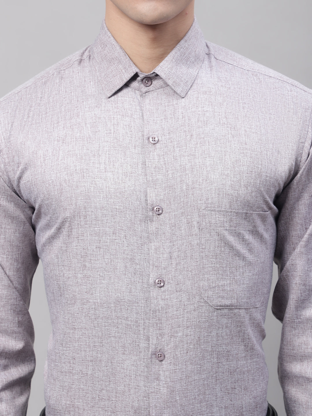 Jainish Men's Grey Cotton Solid Formal Shirt