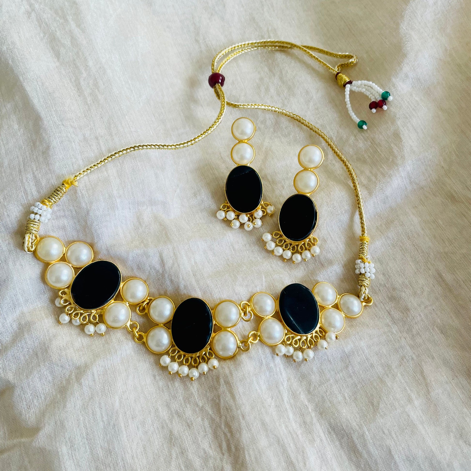 Black Druzzy Stone Necklace Set By House of Ree House of Ree