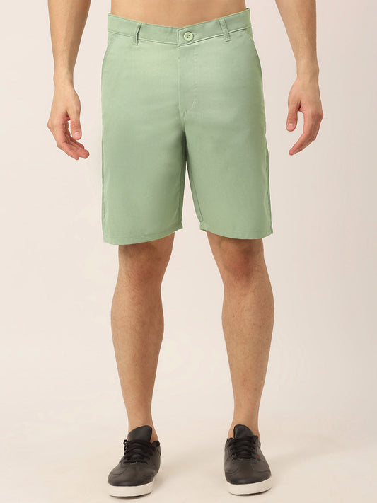 Jainish Men's Casual Cotton Solid Shorts ( SGP 153 Pista-Green ) 
