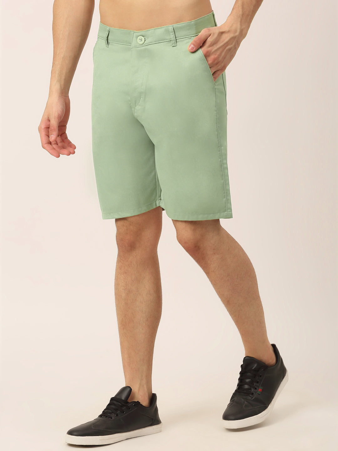Jainish Men's Casual Cotton Solid Shorts ( SGP 153 Pista-Green ) 