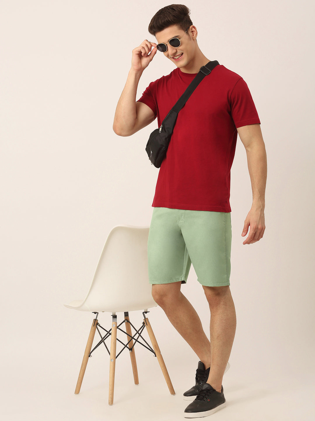 Jainish Men's Casual Cotton Solid Shorts ( SGP 153 Pista-Green ) 