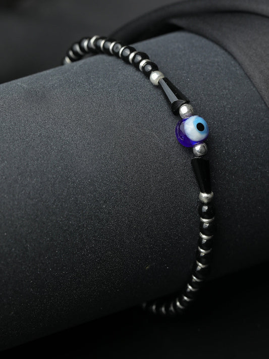 Priyaasi Women Beaded Evil Eye Charm Sterling Silver Bracelet | Grab2Buy