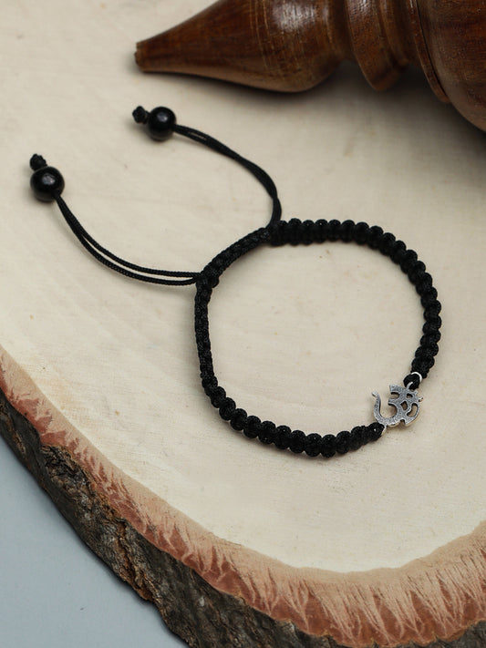 Priyaasi Women Oxidised Silver OM Bracelet 