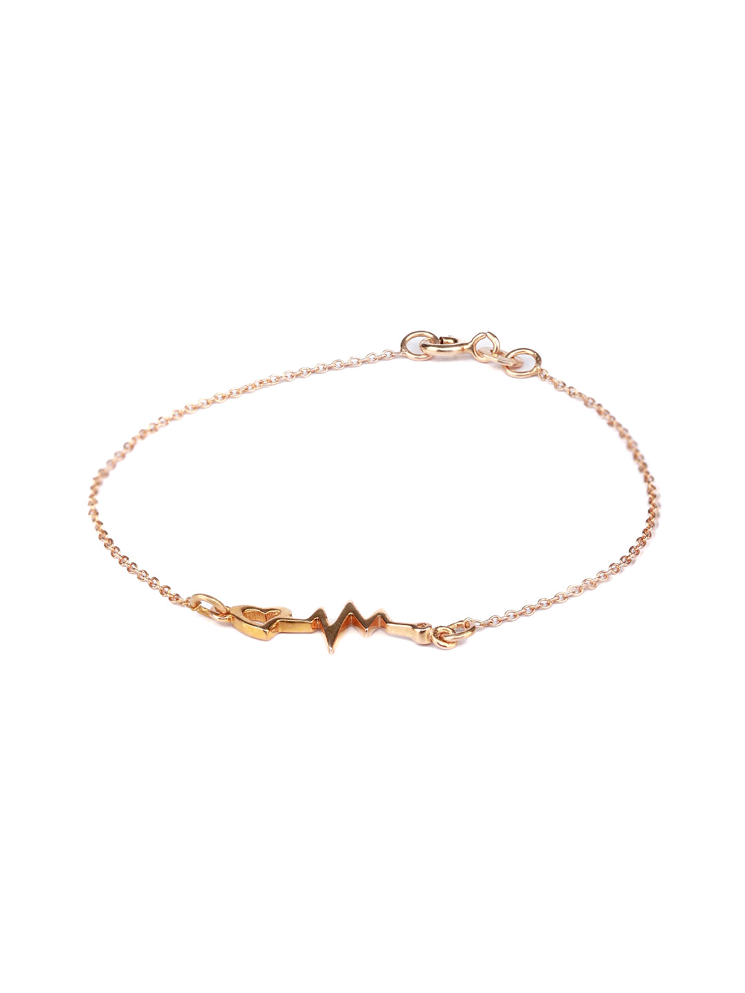 Priyaasi Women Rose Gold Heartbeat Sterling Silver Bracelet 