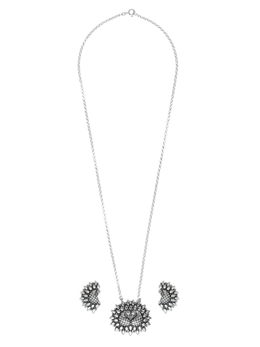 Priyaasi Women Oxidised Silver Peacock Jewellery Set - Grab2buy