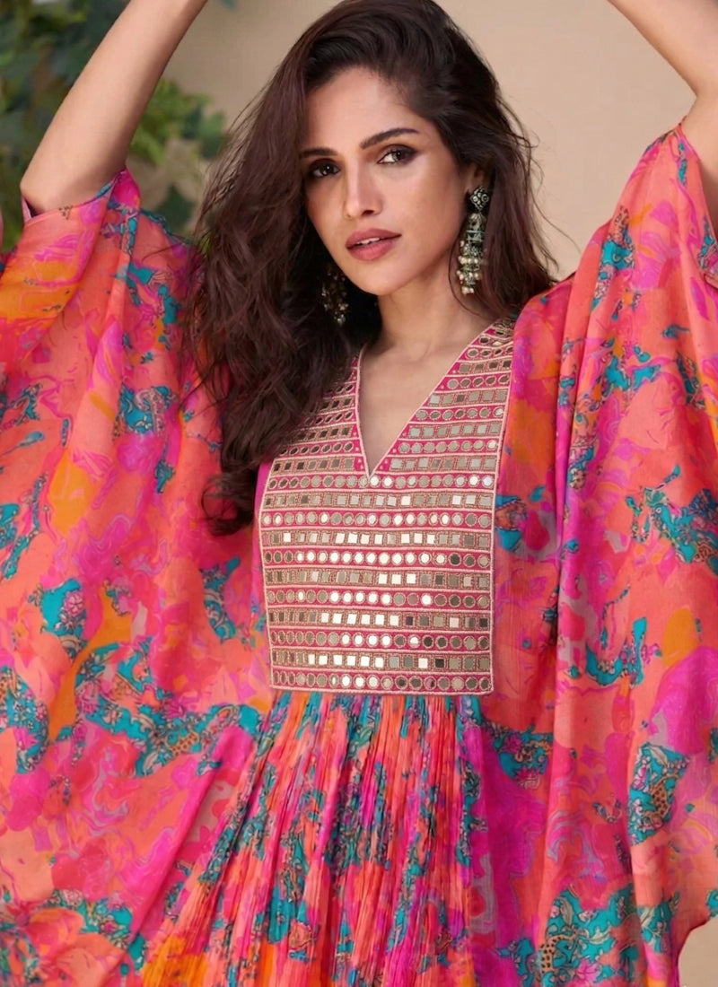 Vegaa Fashion Multicolor A Real Mirraw Chinon Silk Sharara Suit  Grab2Buy Vegaa Fashion Grab2Buy