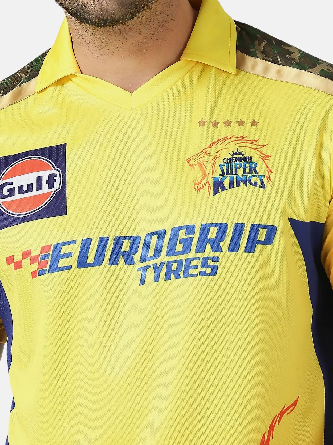 playR Men Printed Polo Collar Dri-FIT CSK Fan Jersey IPL, T20 