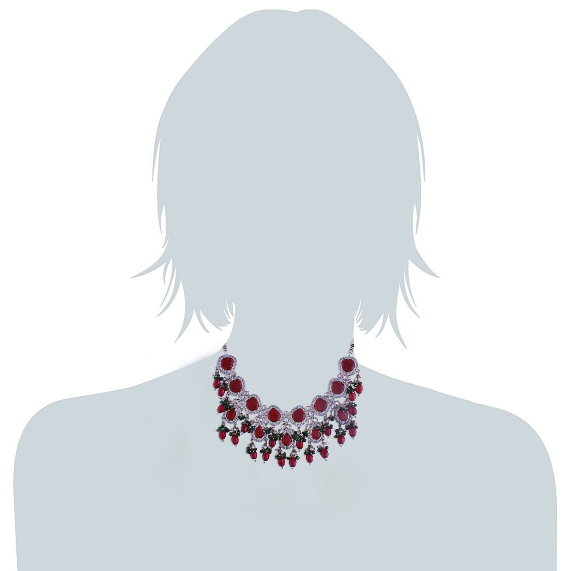Ishika Red Polki Kundan Neckpiece - Wahe Jewels Noz2Toz
