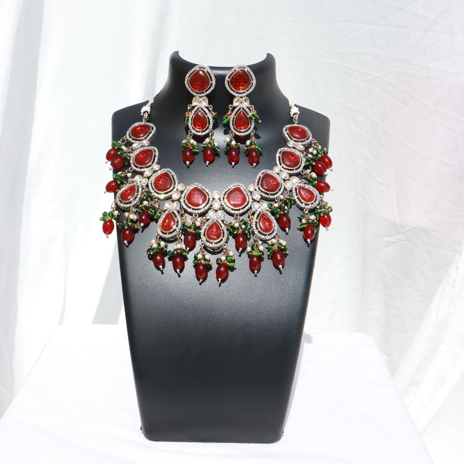 Ishika Red Polki Kundan Neckpiece - Wahe Jewels Noz2Toz