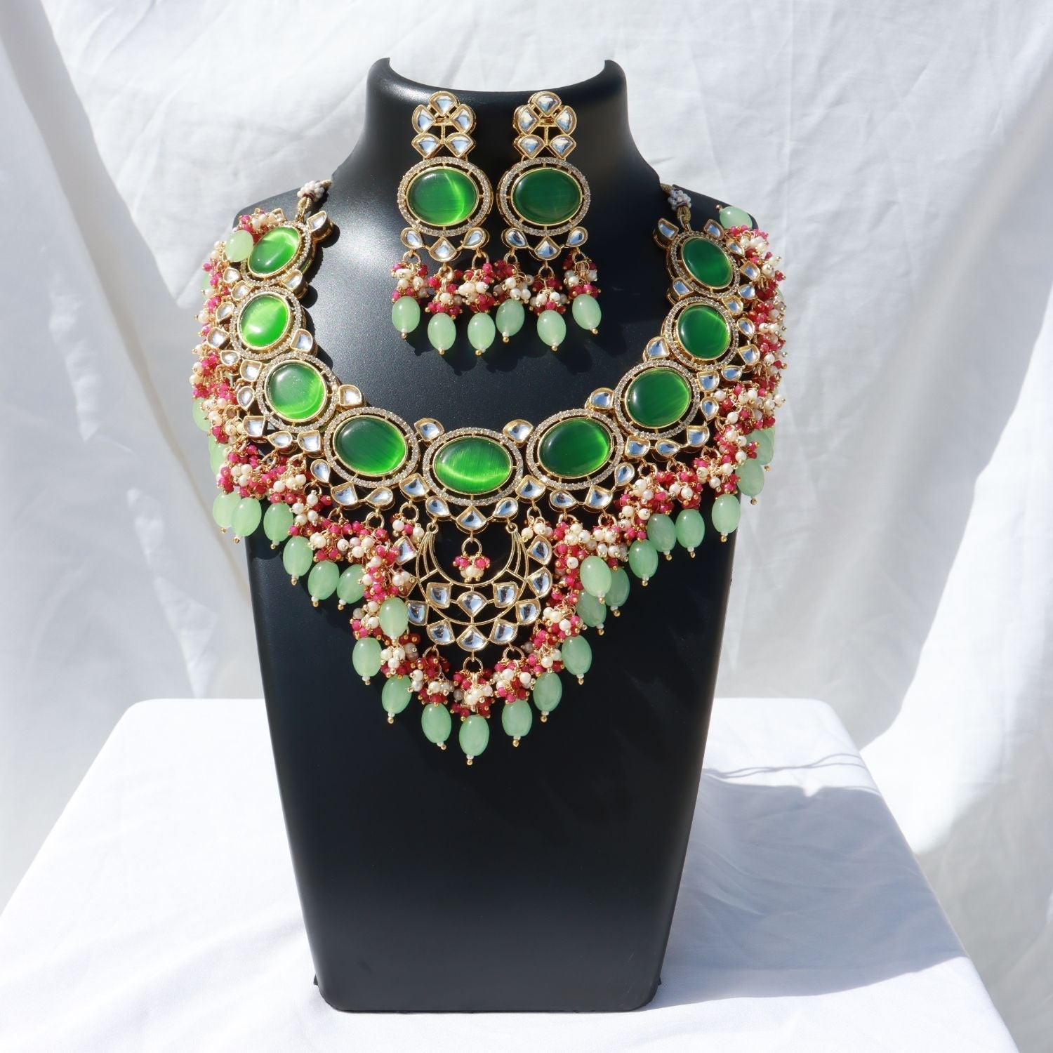 Noor Mint Polki Kundan Neckpiece - Wahe Jewels Noz2Toz