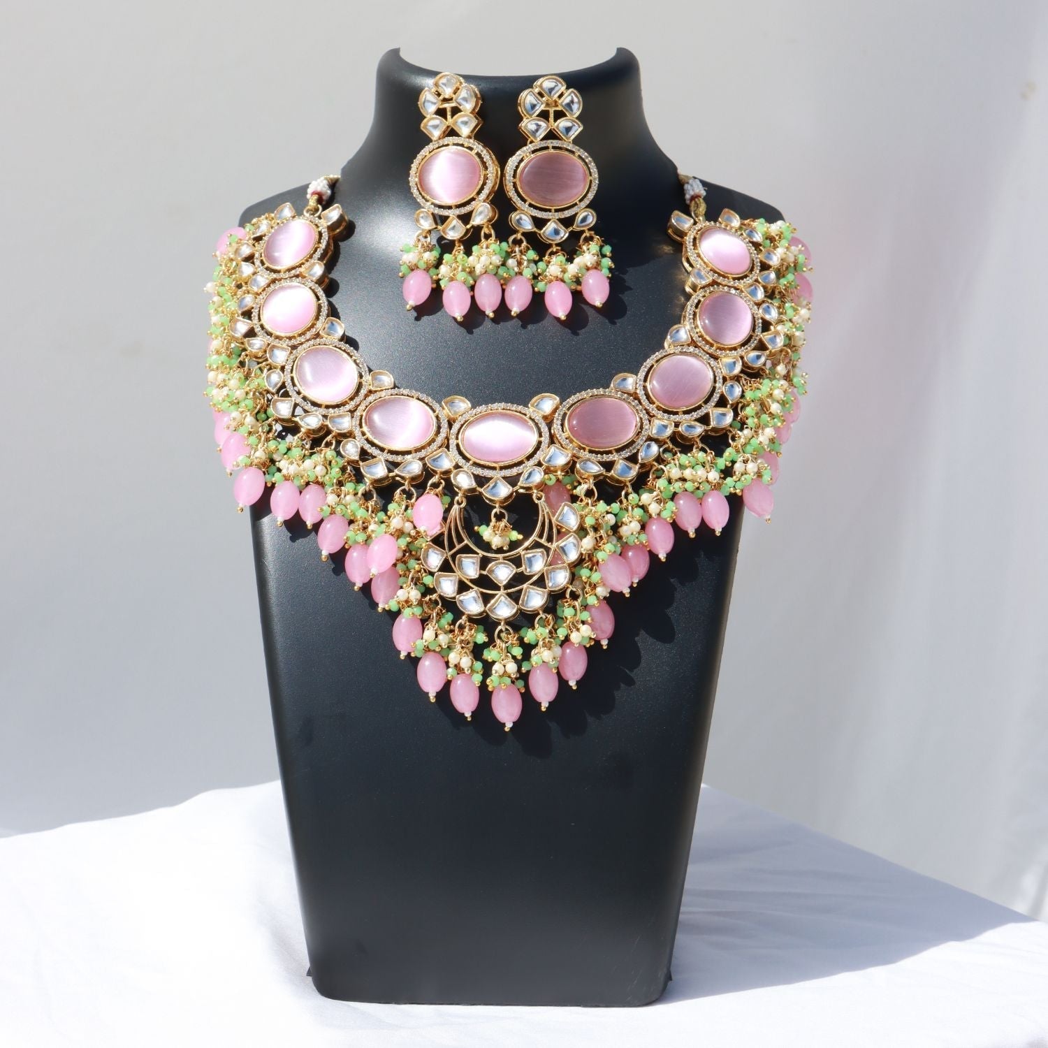 Noor Pink Polki Kundan Neckpiece - Wahe Jewels Noz2Toz