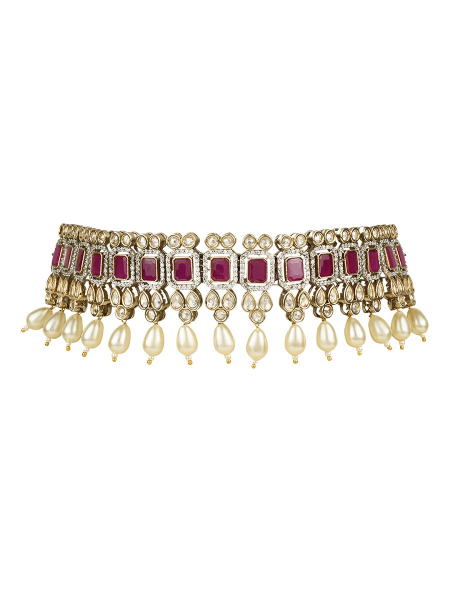 Advisha Polki Kundan Neckpiece - Wahe Jewels Noz2Toz