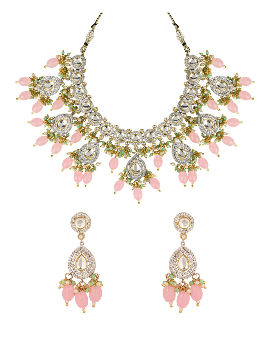 Saanvi Pink Polki Kundan Neckpiece - Wahe Jewels Noz2Toz