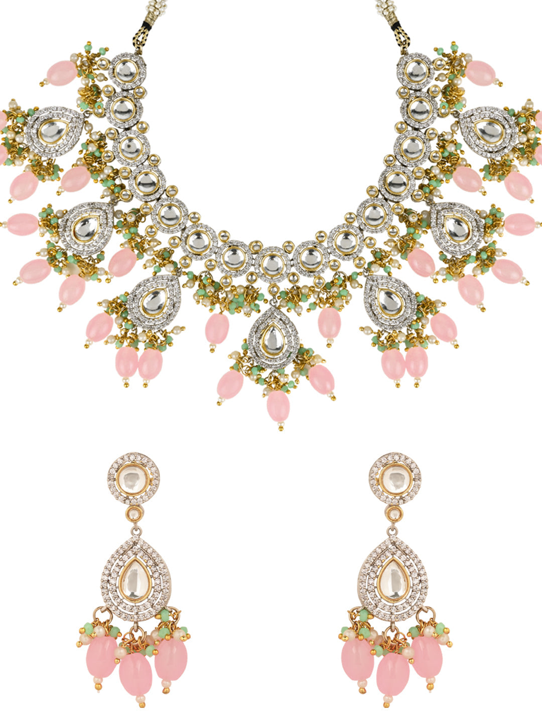 Saanvi Pink Polki Kundan Neckpiece - Wahe Jewels Noz2Toz