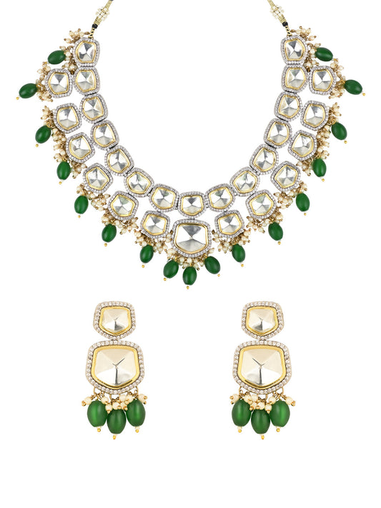 Taapsee Green Polki Kundan Neckpiece - Wahe Jewels Noz2Toz