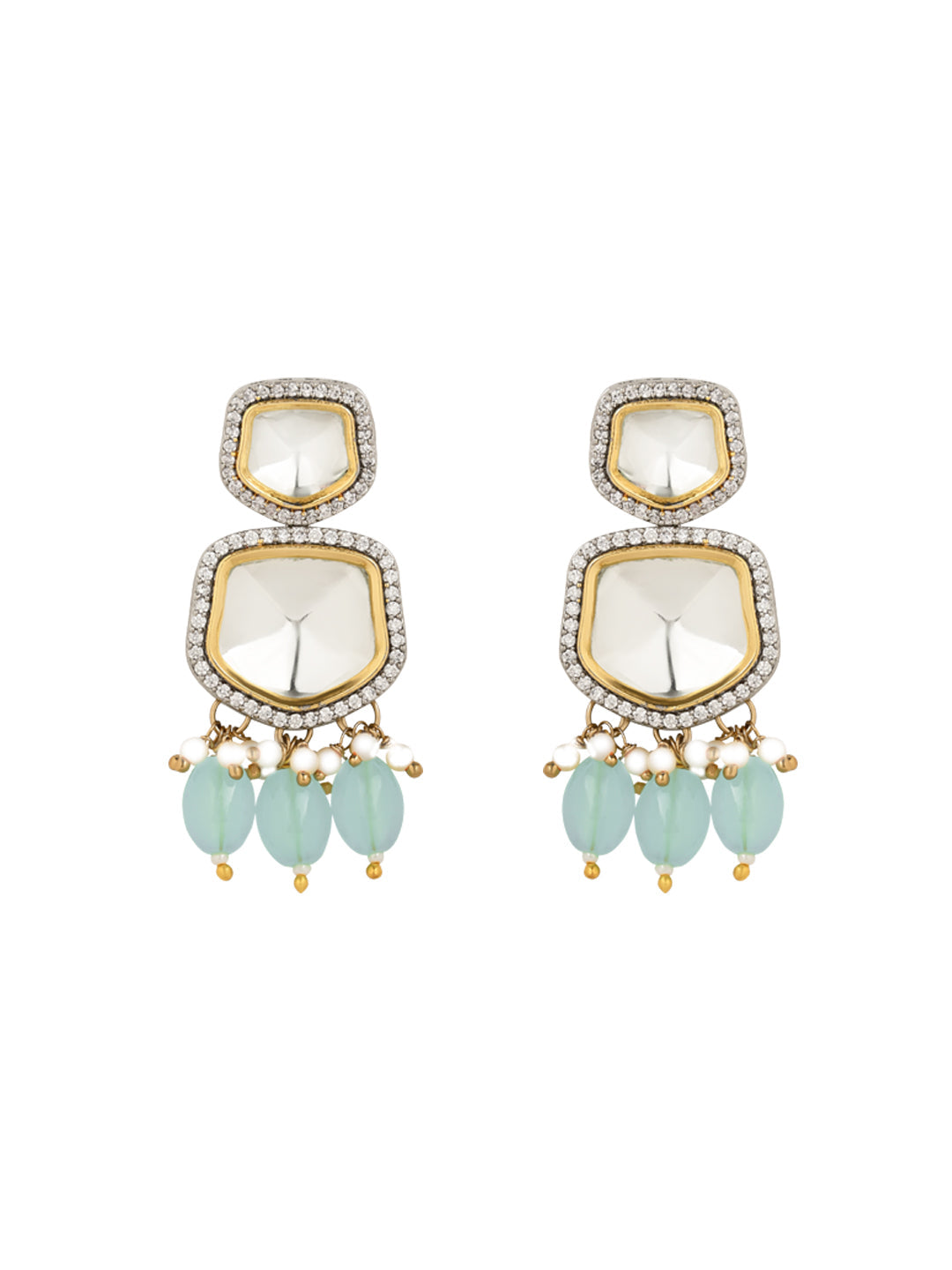 Taapsee Turquoise Polki Kundan Neckpiece - Wahe Jewels Noz2Toz