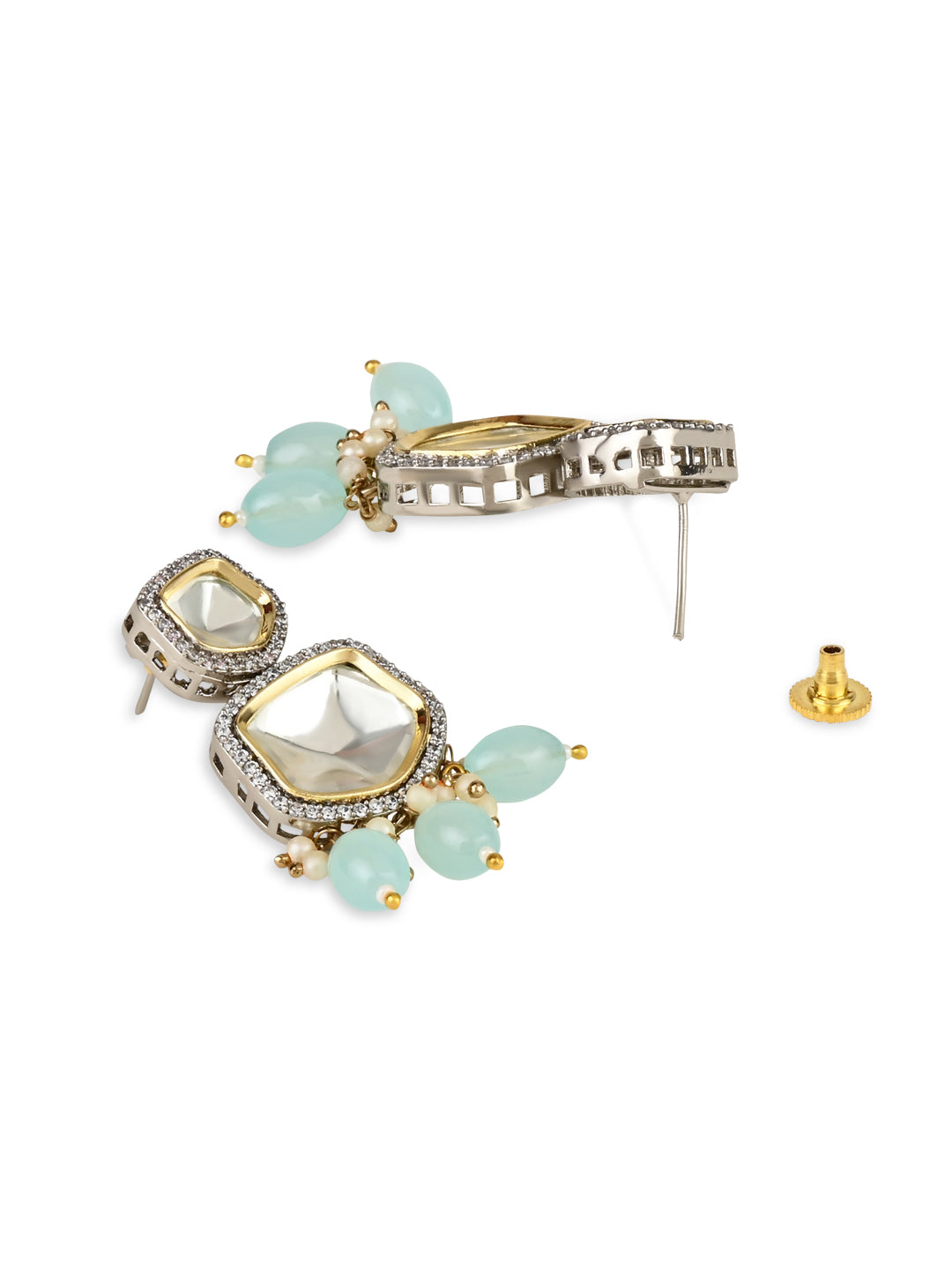 Taapsee Turquoise Polki Kundan Neckpiece - Wahe Jewels Noz2Toz