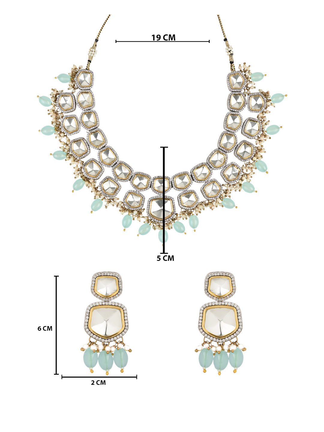 Taapsee Turquoise Polki Kundan Neckpiece - Wahe Jewels Noz2Toz